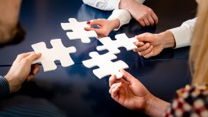 Business connection corporate team jigsaw puzzle concept